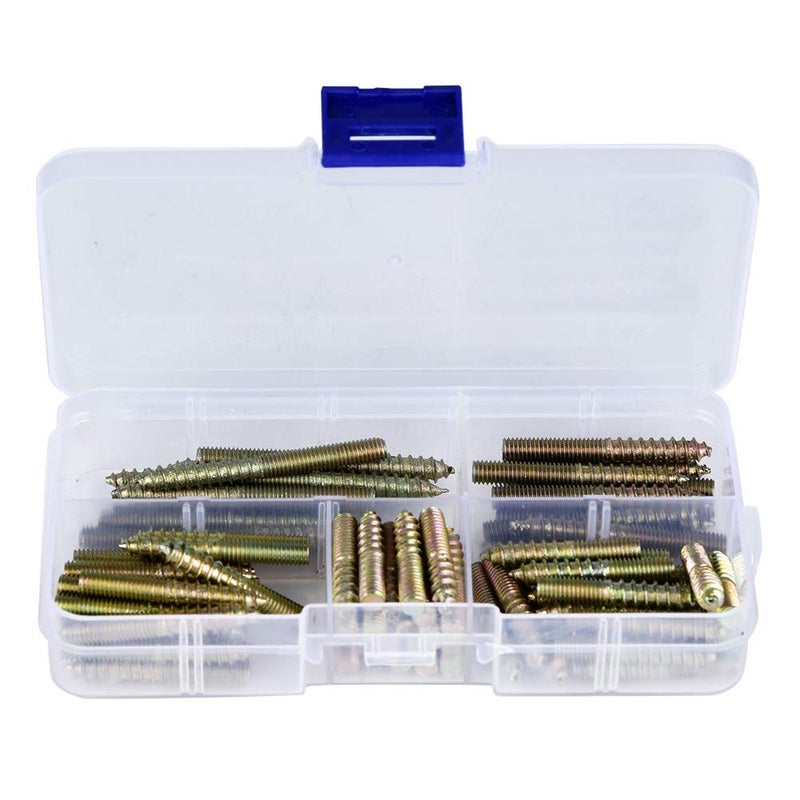 Hyuduo 80Pcs M5 Dowel Screw Double Ended Screws Self-Tapping Threaded Bolts Hanger Bolts Studs - Image 1